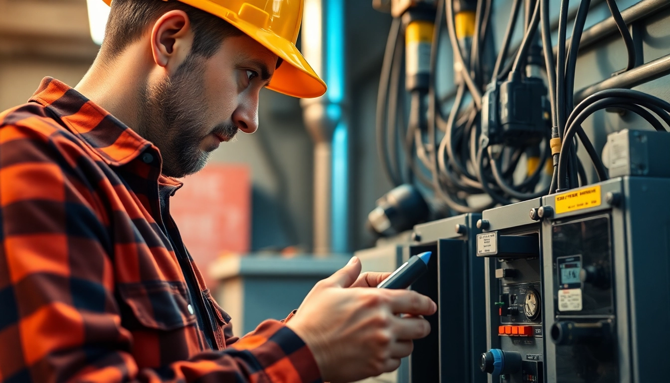 Inspecting for safety compliance during Prüfung ortsveränderlicher elektrischer Begtriebsmittel in a workshop.