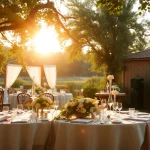 Stunning outdoor hochzeitslocation featuring romantic floral arrangements and elegant decor for unforgettable weddings.