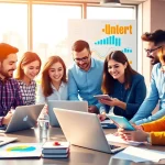 Visualize a dynamic team at a pflegemarketing agentur crafting innovative marketing strategies.