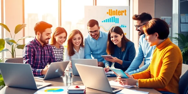 Visualize a dynamic team at a pflegemarketing agentur crafting innovative marketing strategies.