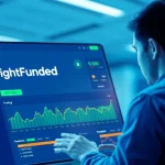 BrightFunded trading dashboard showcasing real-time market updates and user engagement.