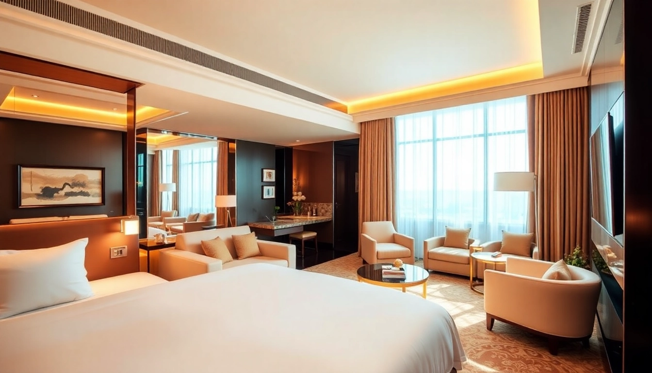 Indulge in a luxury hotel suite with elegant decor and sophisticated furnishings.