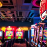 Catch enticing Casino Bonus offers amidst a lively casino backdrop, showcasing vibrant slot machines and attractive rewards.