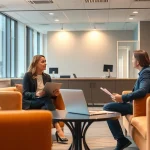 Professionelle Beratung zur Personalvermittlung in einem modernen Büro mit Fachkräften im Austausch.