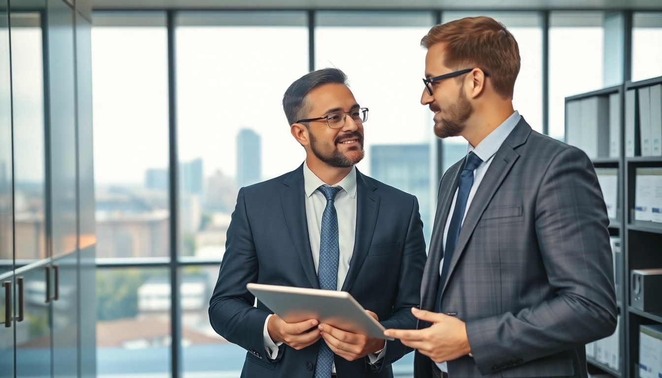 Headhunter Pflegekräfte im Gespräch mit einem Kandidaten in einem modernen Büro, zeigt Professionalität und Expertise.