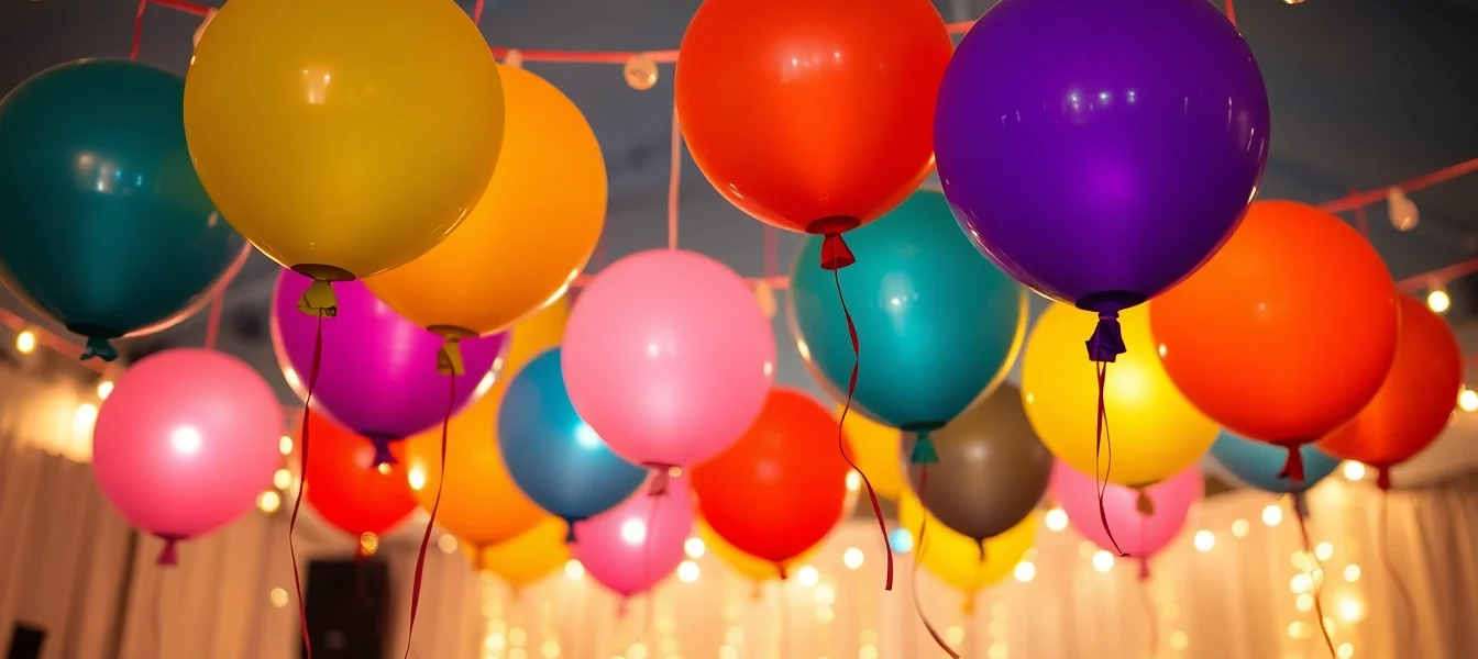 Gestalten Sie luftballons bedrucken für ein fröhliches Event mit bunten Dekorationen.