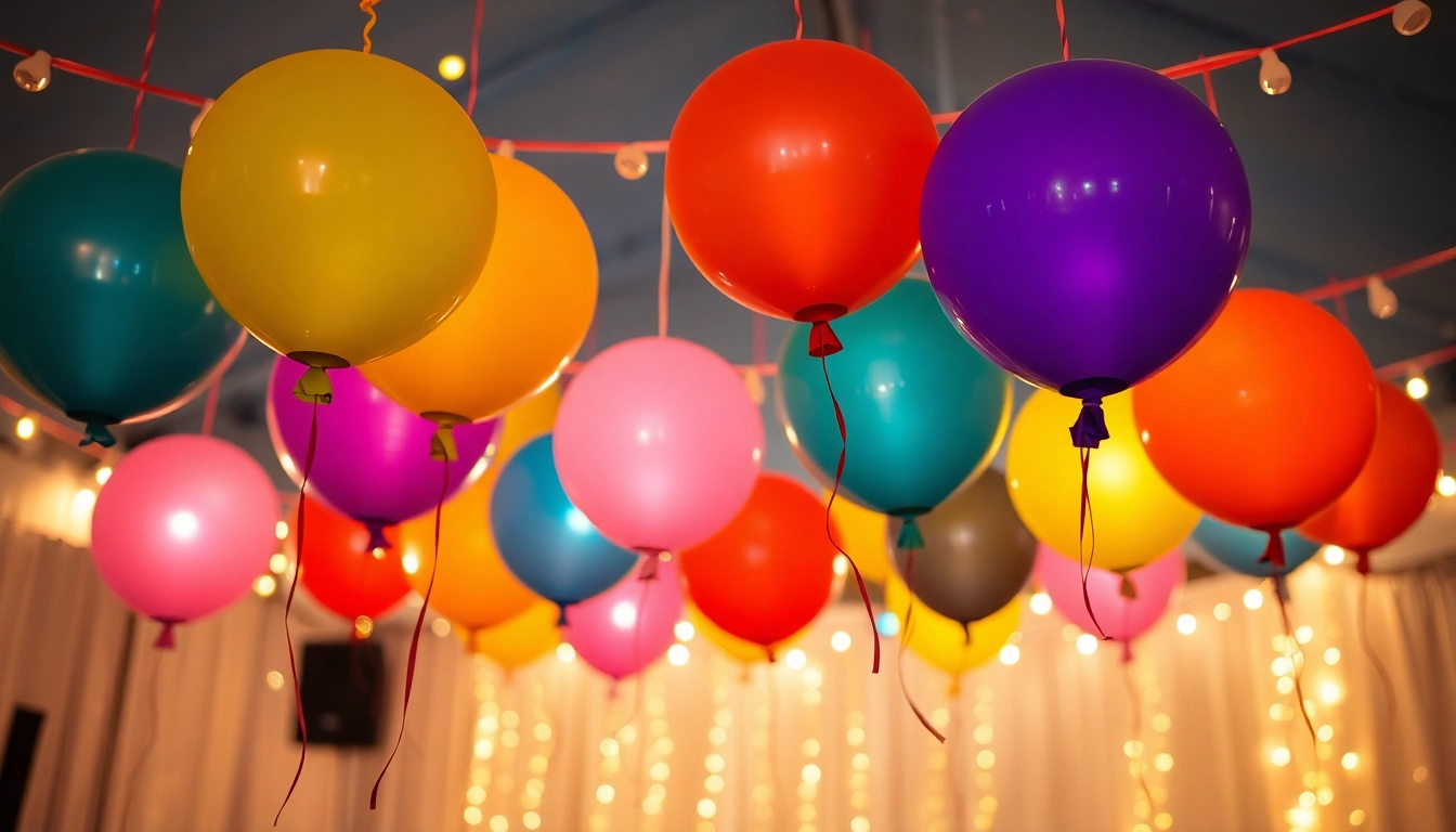 Gestalten Sie luftballons bedrucken für ein fröhliches Event mit bunten Dekorationen.