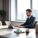 Headhunter Frankfurt in modernem Büro bei der Arbeit.