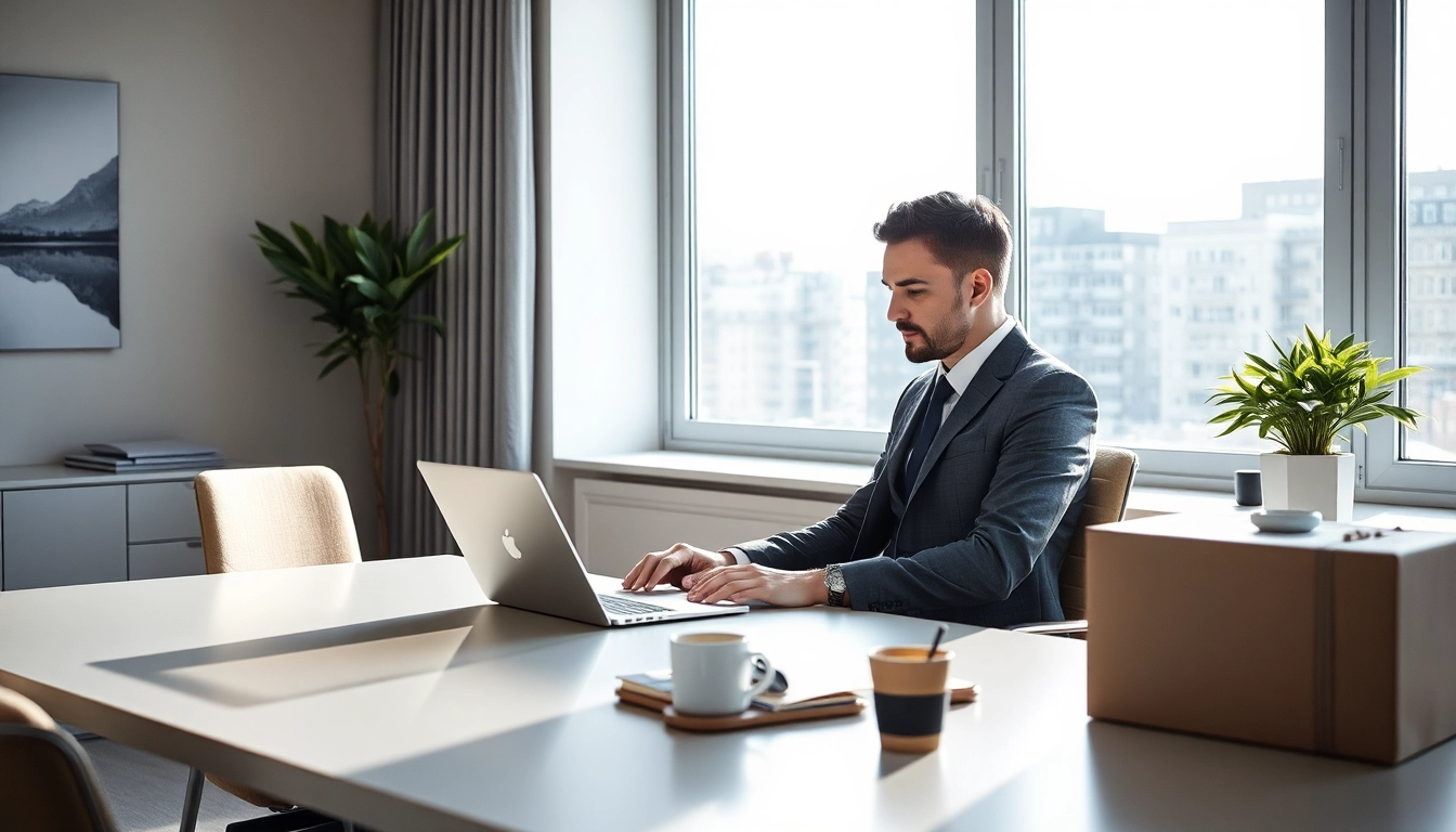 Headhunter Frankfurt in modernem Büro bei der Arbeit.