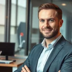 Headhunter führt eine Beratung im modernen Büro, verkörpert Professionalität.