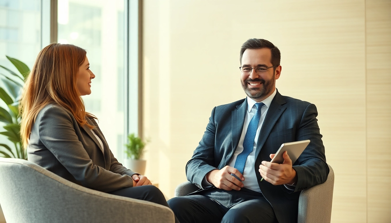 Professioneller Headhunter Gesundheitswesen führt ein Gespräch mit einer Kandidatin in einem modernen Büro.