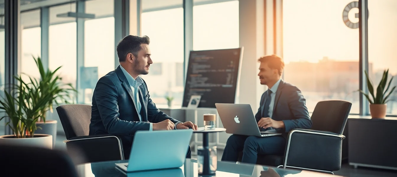 Headhunter Dresden führt ein persönliches Gespräch mit einem Kandidaten in einem modernen Büro.