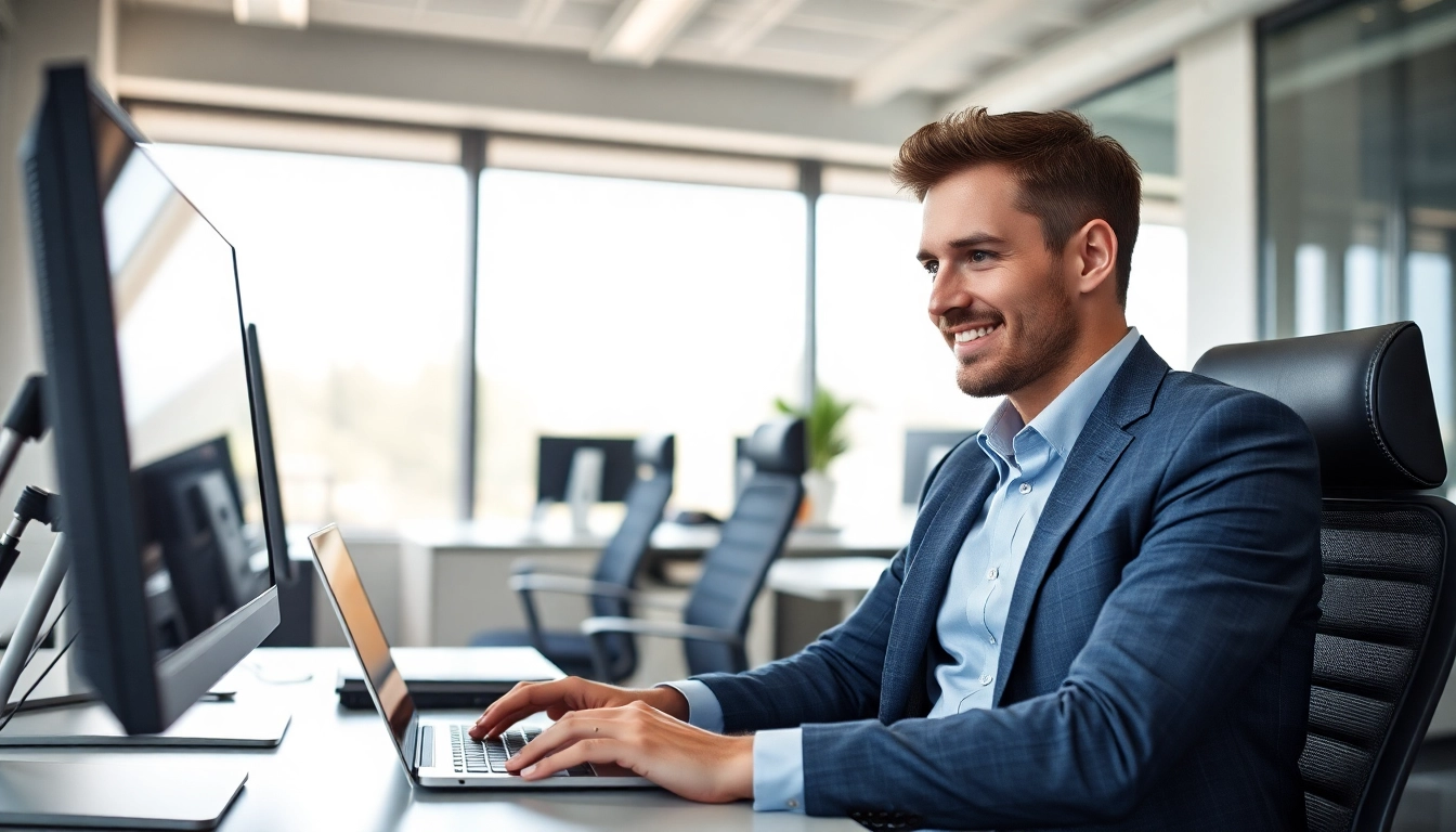 Headhunter Schweiz analysiert Bewerbungen in einem modernen Büro.