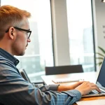 Headhunter Kassel berät im modernen Büro und nutzt digitale Tools.