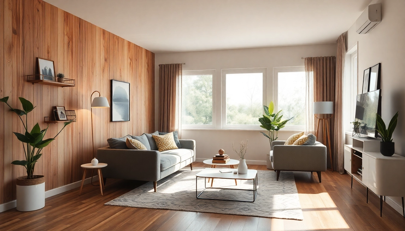 Erlebe kreative Raumgestaltung mit einem stilvoll eingerichteten Wohnzimmer, das Wärme und Modernität ausstrahlt.