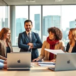 Headhunter Oberhausen facilitating connections with diverse job seekers in a modern office.