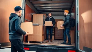 Umzugsunternehmen Wermelskirchen packt Möbel sorgfältig in einen Umzugstransporter.