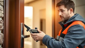 Schlüsseldienst Bruchsal öffnet beschädigungsfrei eine Tür mit modernem Werkzeug.