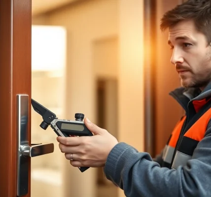 Schlüsseldienst Bruchsal öffnet beschädigungsfrei eine Tür mit modernem Werkzeug.