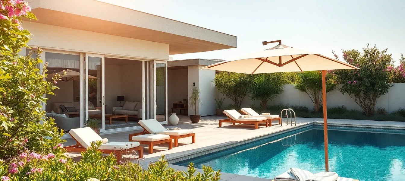 Kostenlose Entspannung im coastal cabana mit Traumterrasse und Pool.