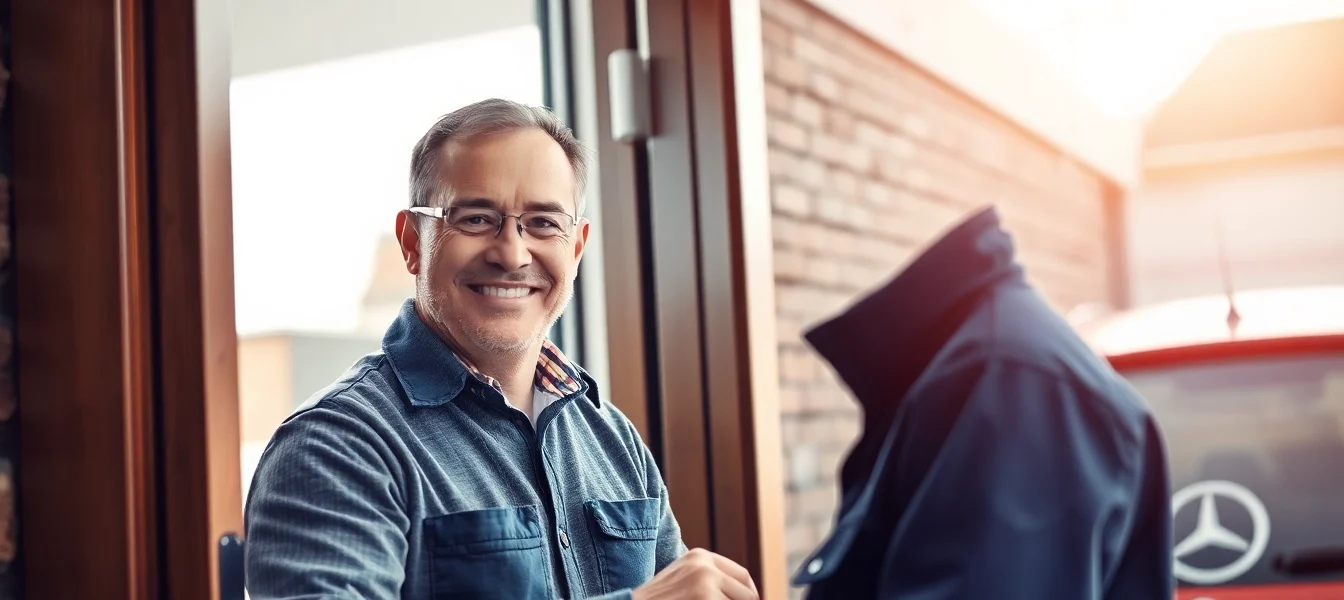 Techniker vom Schlüsseldienst Berlin öffnet fachgerecht eine Haustür mit modernen Werkzeugen.