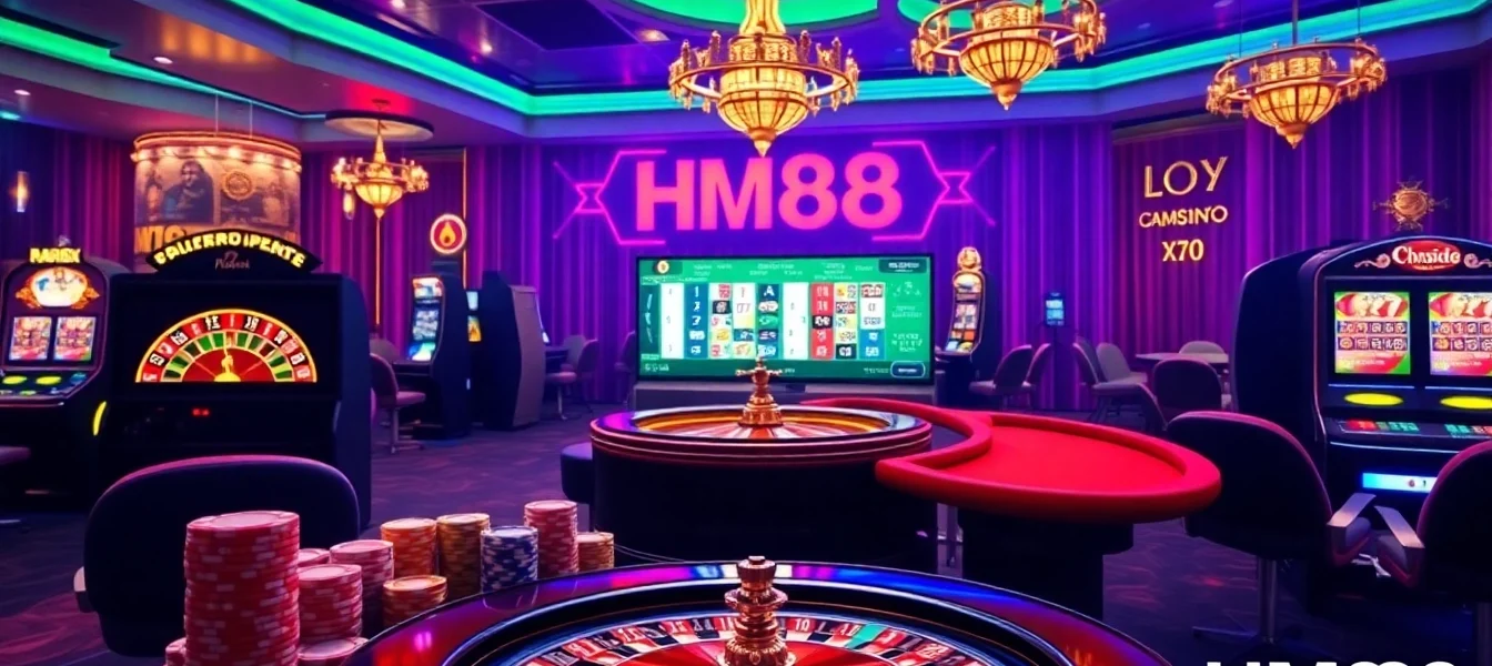 Experience thrilling casino games with HM88's vibrant online interface and elegant design.