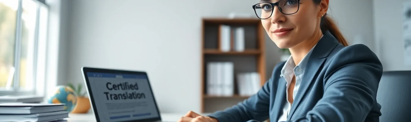 beeidigter Übersetzer arbeitet fleißig in einem professionellen Büro, mit juristischen Dokumenten und Übersetzungswerkzeugen