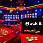Luck8 players enjoy a thrilling casino experience with vibrant chips and cards on the table.