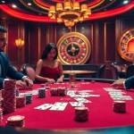 Engage in exciting poker action at https://11win68.com/ with professional players around a vibrant casino table.