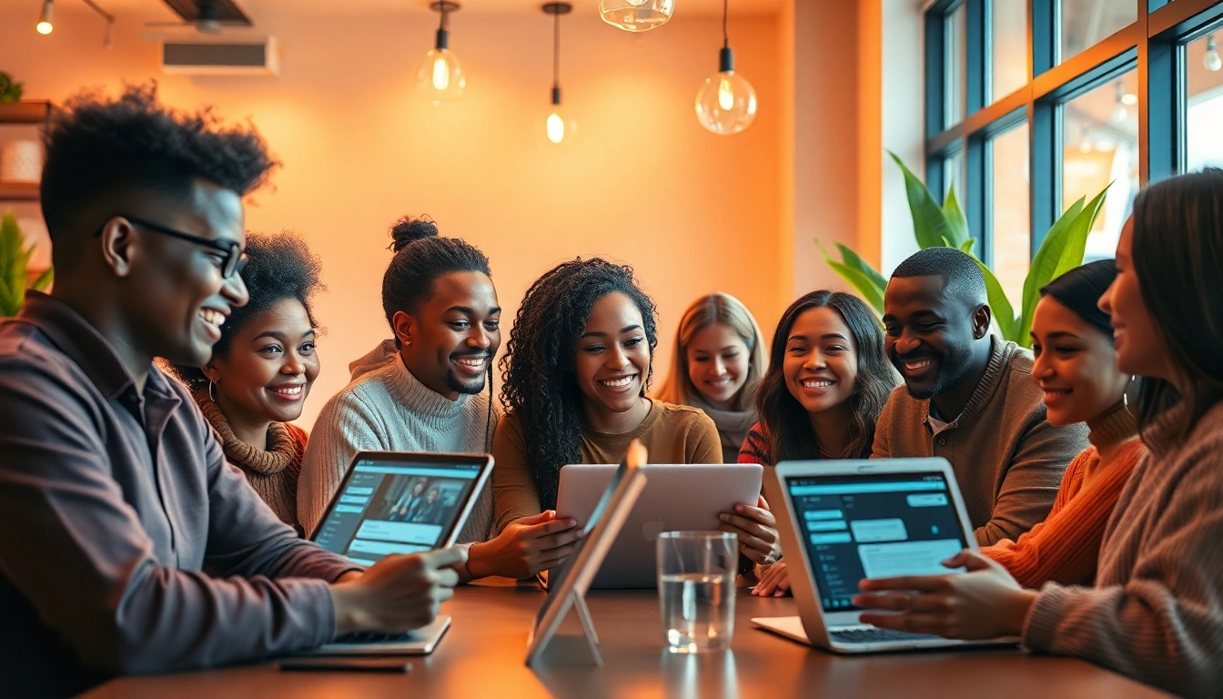 Engaging individuals in sex ai chat conversations with AI chatbots in a cozy café.