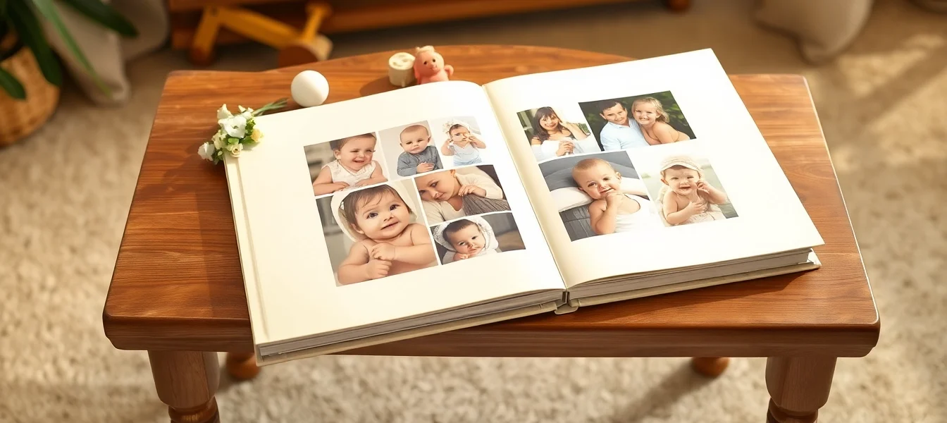 Gestalte ein bezauberndes Babyalbum mit liebevollen Erinnerungen und zarten Farbtönen.