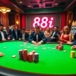 Experience thrilling gaming action at 88i casino with vibrant tables and colorful poker chips.