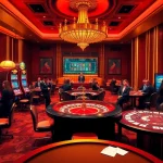 222BD casino scene showcasing thrilling gameplay with slot machines and poker tables.