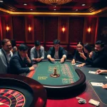 Experience the excitement of FUN79 Bet with engaging gambling visuals of roulette and poker tables.