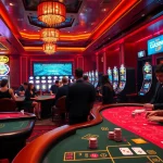 Players enjoying a thrilling game at UU881 club's luxurious casino tables with vibrant atmosphere.