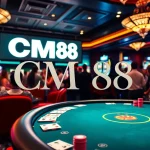 Experience the thrill of CM88 casino with colorful poker chips and a vibrant roulette wheel.
