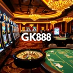 Players enjoying exciting games at GK88 Casino with vibrant slot machines and roulette wheels.
