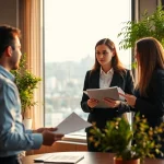 Headhunter Schweiz berät über Talente in einem modernen Büro mit Blick auf Zürich.