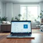 在现代家庭办公室环境中的一台笔记本电脑上显示的 QuickQ下载界面。