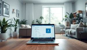 在现代家庭办公室环境中的一台笔记本电脑上显示的 QuickQ下载界面。