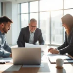 Headhunter Ingenieure collaborating in a bright office setting.