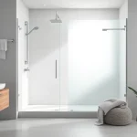 Erleben Sie die sonni Duschkabine 80x80 in einem eleganten Badezimmer mit modernen Akzenten und sanfter Beleuchtung.