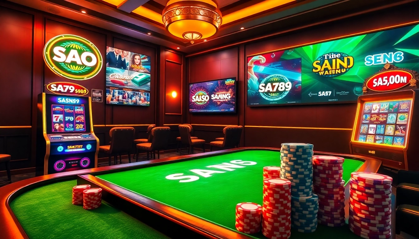 Exciting gaming experience at SAO789 featuring vibrant casino elements and promotions.