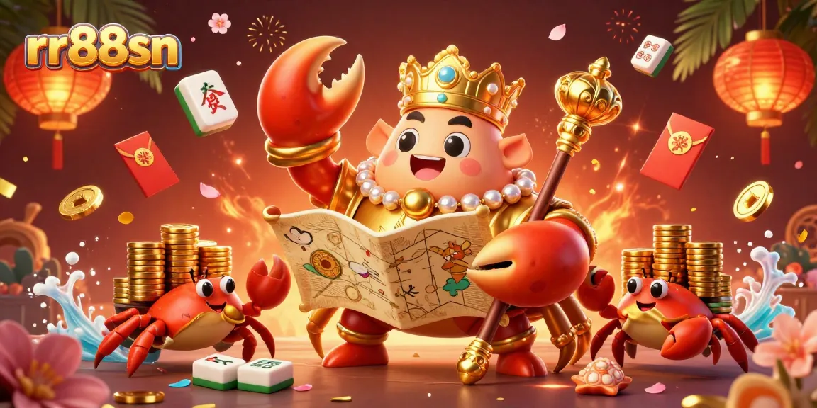 Engage with thrilling games at rr88sn featuring a majestic crab emperor and dynamic casino elements.