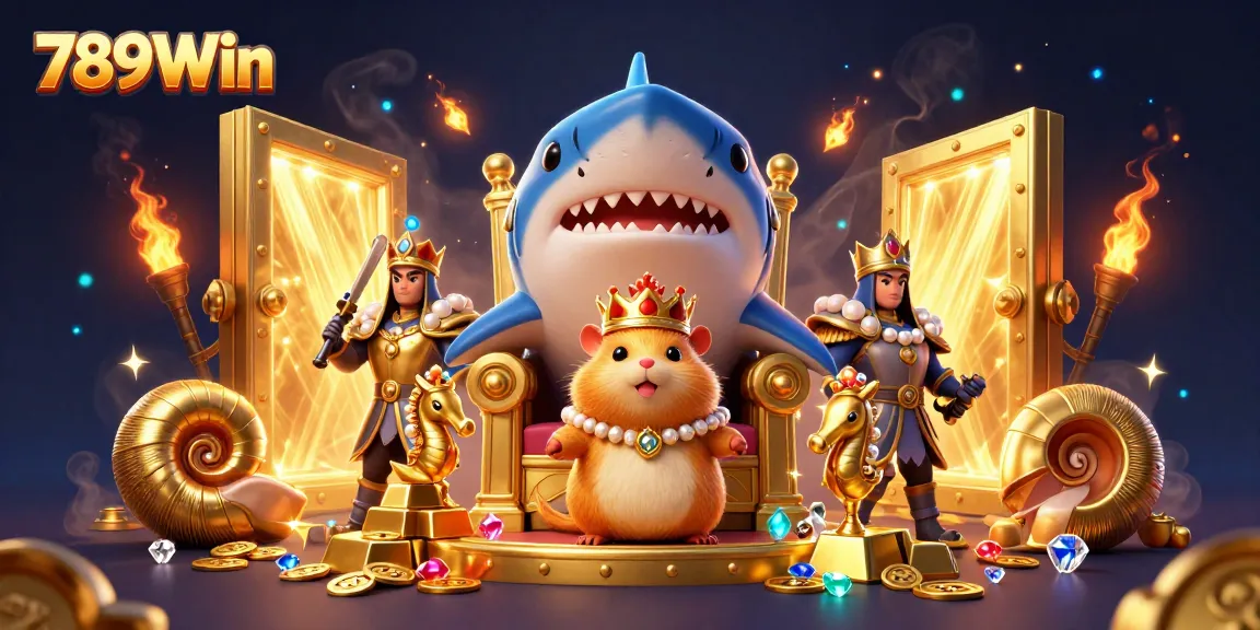 Engage with 789Win's thrilling golden treasures amidst fierce characters in a vibrant 3D scene