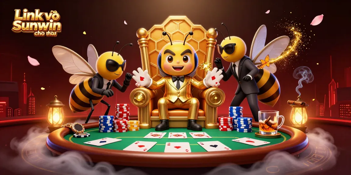 Experience exciting bets at Link vào Sunwin chính thức in a vibrant casino setting with bumblebee boss and poker elements.