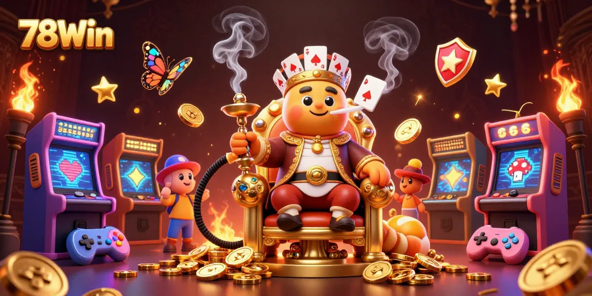Play poker with 78Win as a caterpillar hookah master on a golden throne.